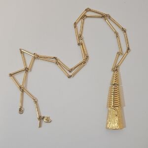 Vintage Monet Gold Tone Tassel Necklace